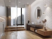 Biała łazienka z drewnem - 7 pomysłów na aranżacje z płytkami Opoczno zdj. 12