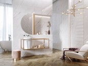 Biała łazienka z drewnem - 7 pomysłów na aranżacje z płytkami Opoczno zdj. 9